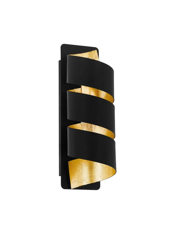 Applique moderno design nero e foglia oro a 1 luce GL0363 Reso Gratuito