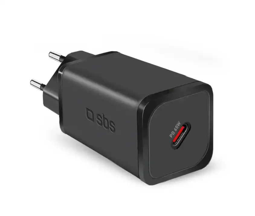 Ultimissimo Modello Caricatore USB C 65W compatto nero ricarica rapida SBS TETRGAN1C65W