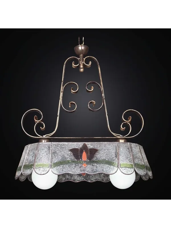 Ultima Occasione Lampadario classico in vetrofusione decorato 2 luci BGA 2086-s52