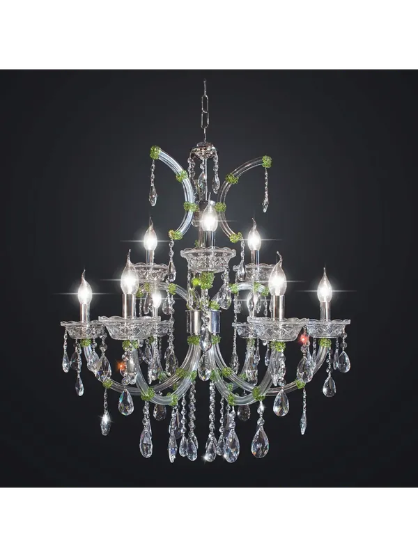 Occasione Imperdibile Lampadario classico cristallo verde design swarovsky 9 luci BGA 2076-6-3