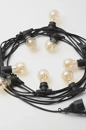 Miglior Prezzo Catena Luminosa Gealuce da Esterno 10 m con 10 Portalampade E14 IP44 Nero - GFIN02