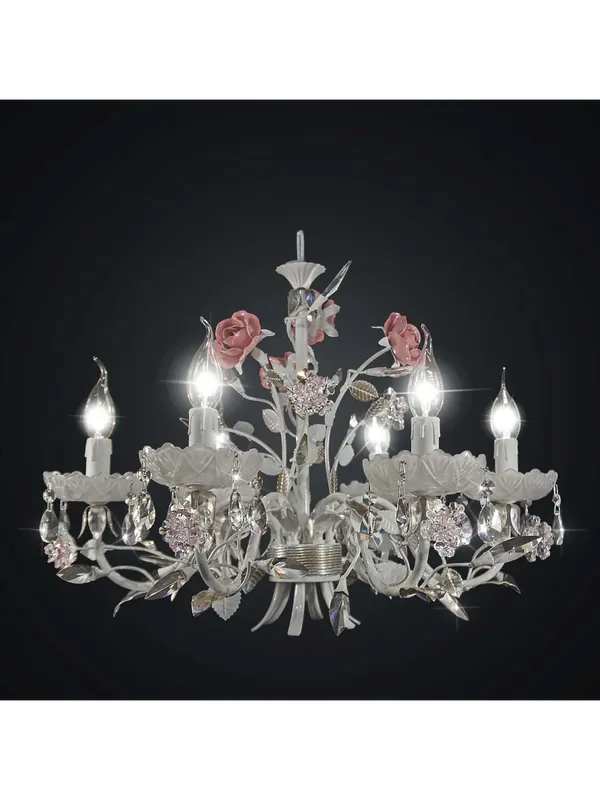 Consegna Rapida Lampadario classico in ferro battuto e cristallo 6 luci BGA 2033-6