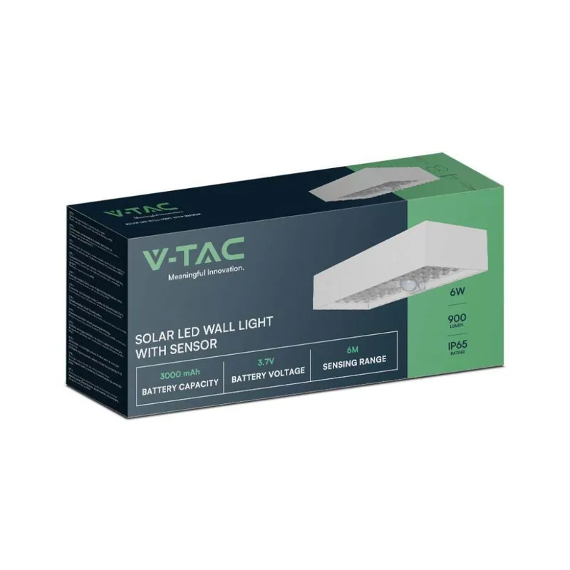 Direttamente Dal Produttore Lampada LED V-tac da Muro 6W Con Pannello Solare e Sensore PIR Colore Bianco 4000K - 10308