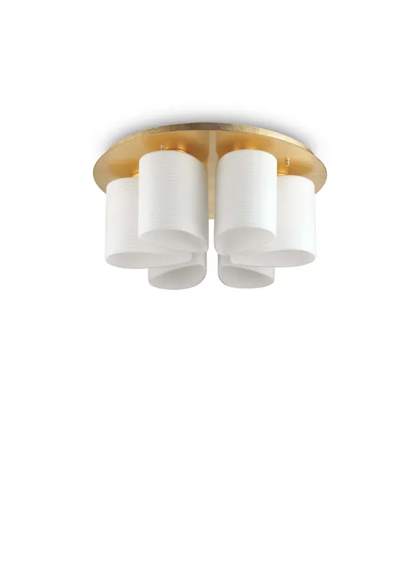 Plafoniera moderna foglia oro e vetro soffiato 6 luci DL0103 A Buon Prezzo