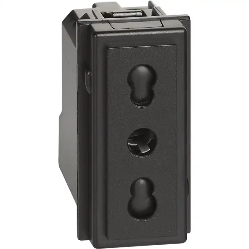 Popolare bticino living now presa bipasso 10a 16a colore nero bticino kg4180
