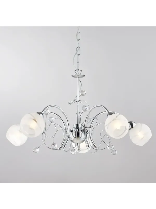 Professionale Lampadario moderno cromato con cristalli 5 luci LGT Katarina