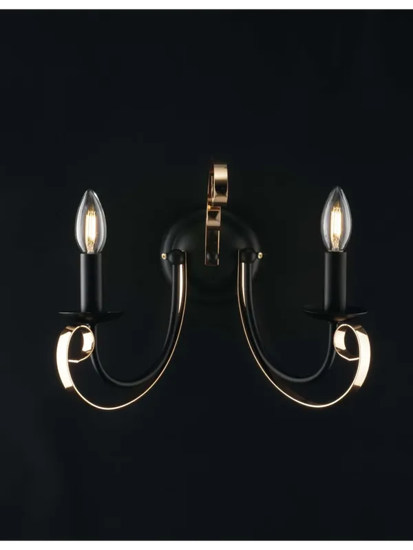 Applique moderno a 2 luci LGT Noir nero opaco e oro Promozione
