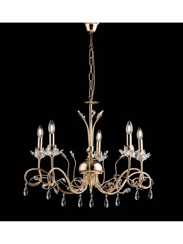 Lampadario classico oro con cristalli 5 luci LGT kos oro design swarovsky Compra Oggi Stesso