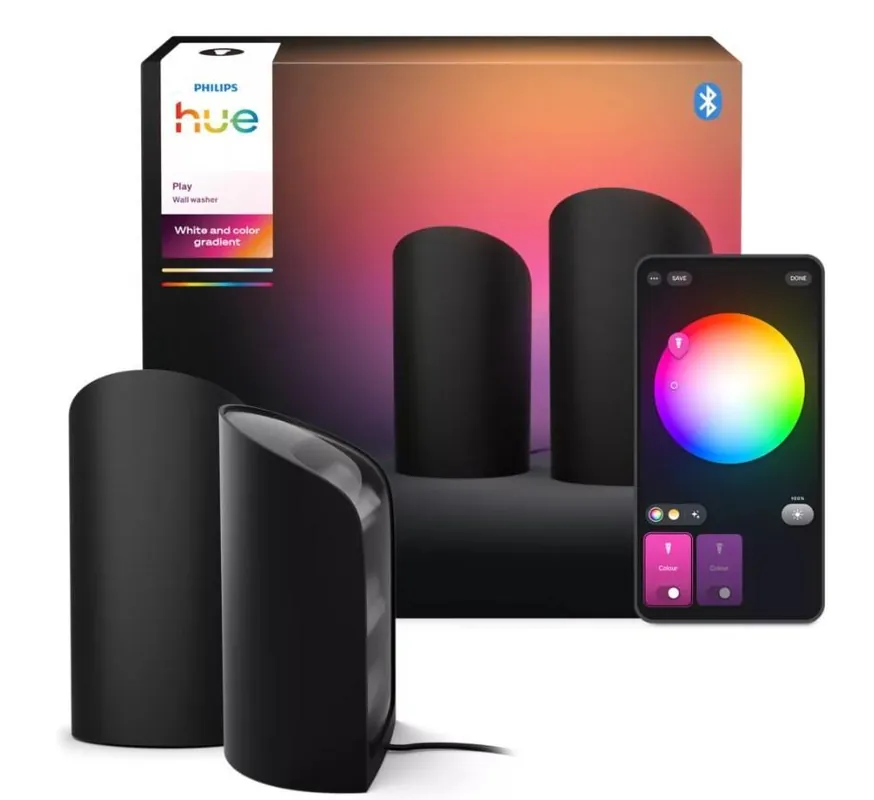 2 Lampade Smart Philips Hue Play Wall Washer nera White & Color Ambiance - 38599300 Di Tendenza