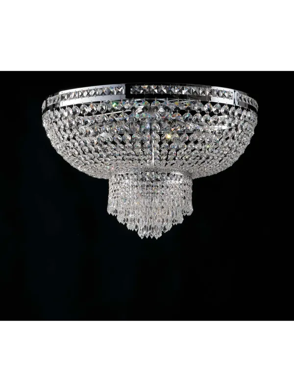 Plafoniera moderna cromata con cristalli 6 luci LGT Mercurio d.55 design swarovsy Più Venduto