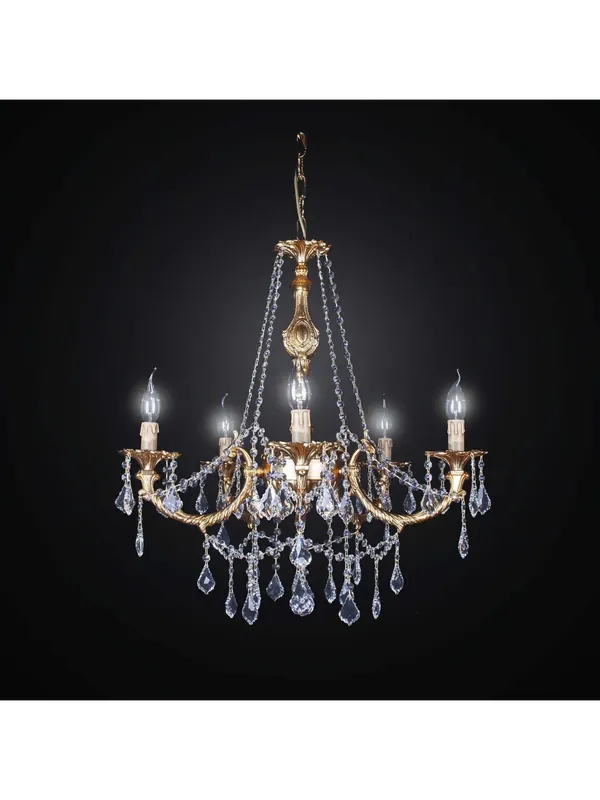 Professionale Lampadario classico ottone e cristallo design swarovsky 5 luci BGA 1888-5