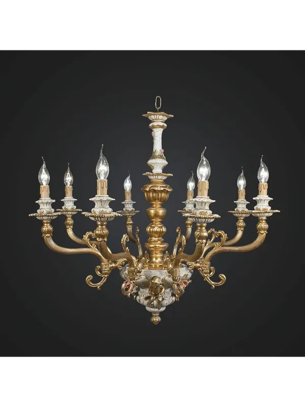Lampadario classico ottone oro e ceramica a 8 luci BGA 1887-8 Promozione