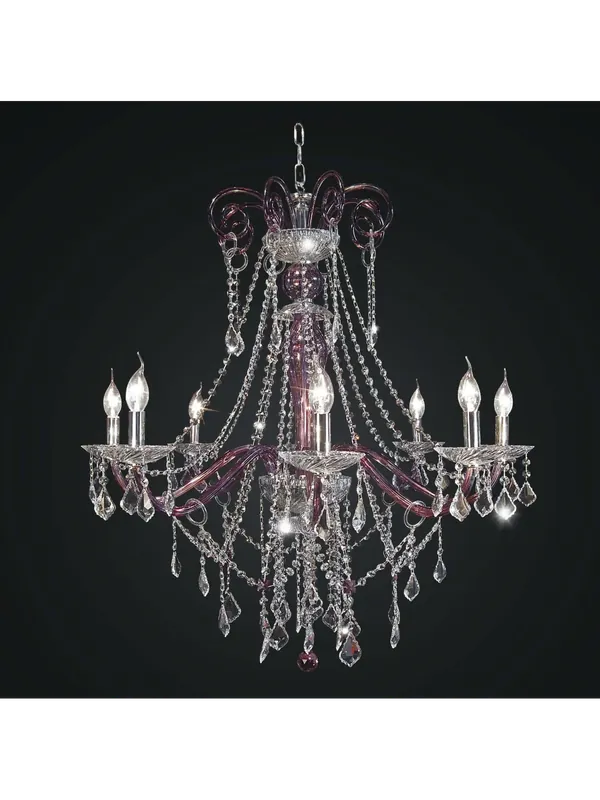 Offerta Lampadario in cristallo viola design swarovsky 8 luci BGA 1804-8