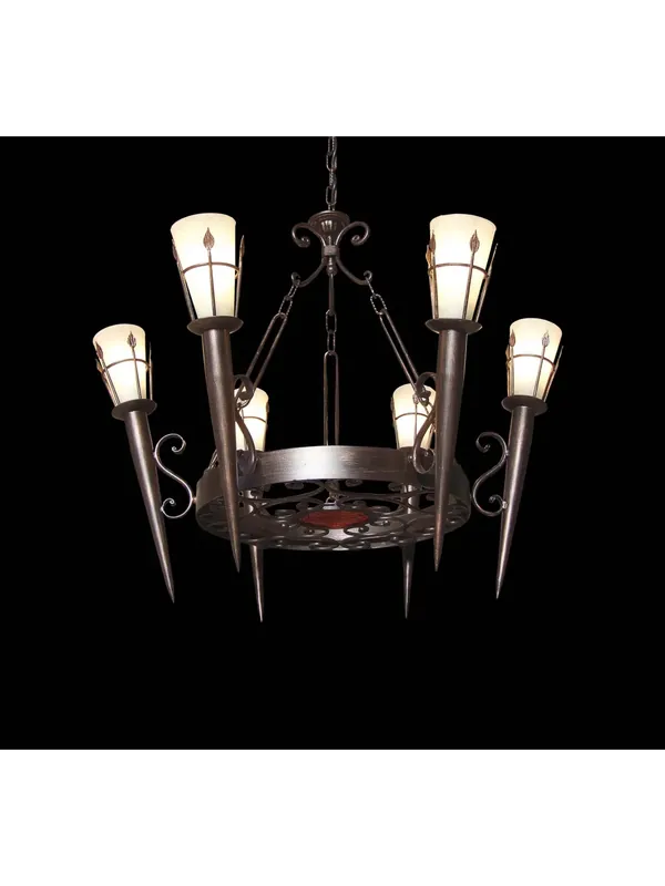 Nuova Collezione Lampadario rustico classico in ferro battuto torcia 6 luci BGA 1616-6