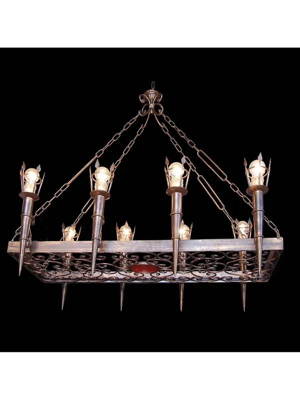 Sconto Lampadario rustico classico in ferro battuto torcia 8 luci BGA 1609-8