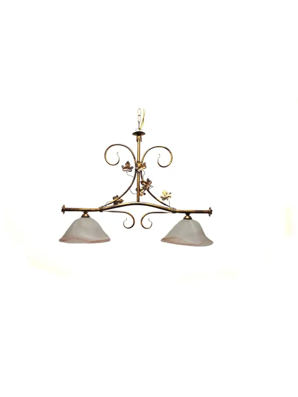 Nuova Collezione Bilanciere classico in ferro battuto a 2 luci coll. Mary vetro