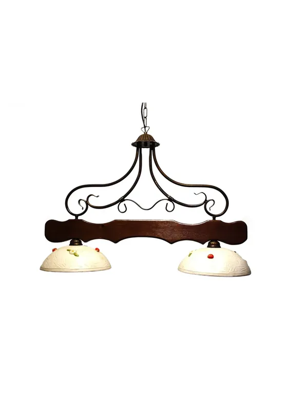 Bilanciere classico in legno e ceramica girasole 2 luci coll. Greta Scuro Offerta Speciale