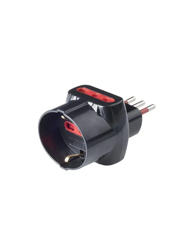 Bestseller Tripla spina adattatore 10a+t+unel bivalente nero RS78046T