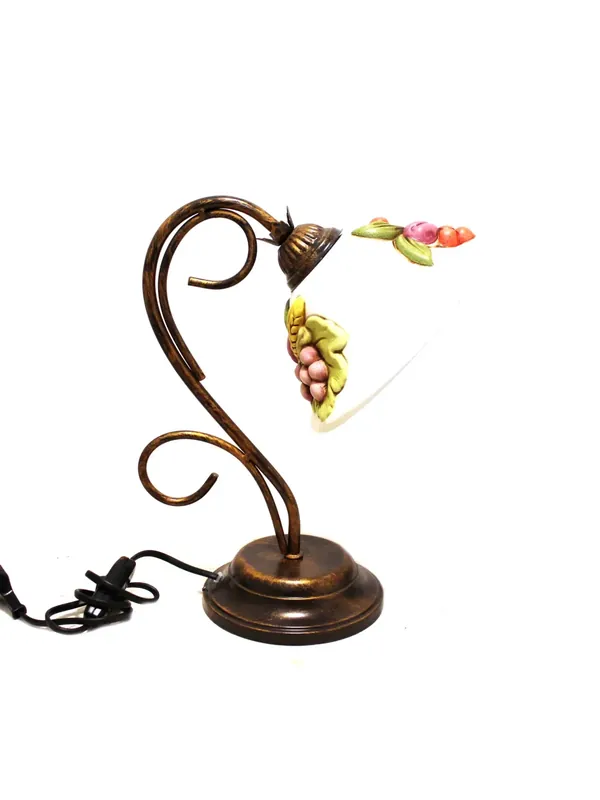 Lumetto classico in ferro battuto e ceramica frutta 1 luce coll. Vera Compra Online