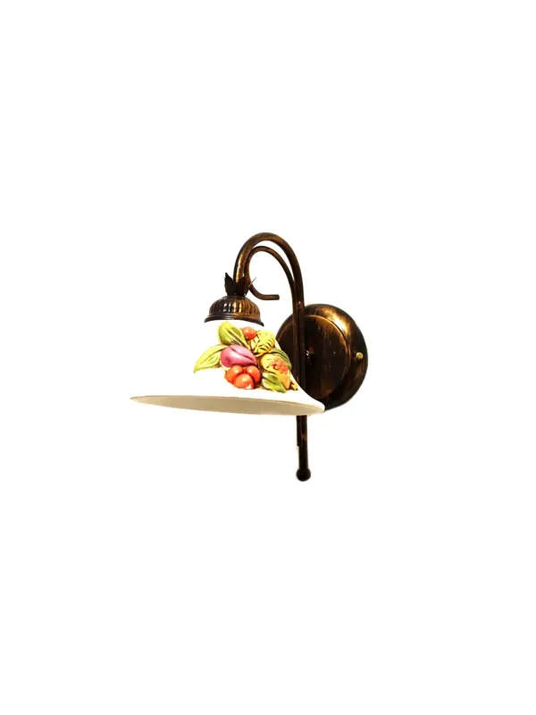 Ultima Occasione Applique classico in ferro battuto e ceramica frutta 1 luce coll. Vera