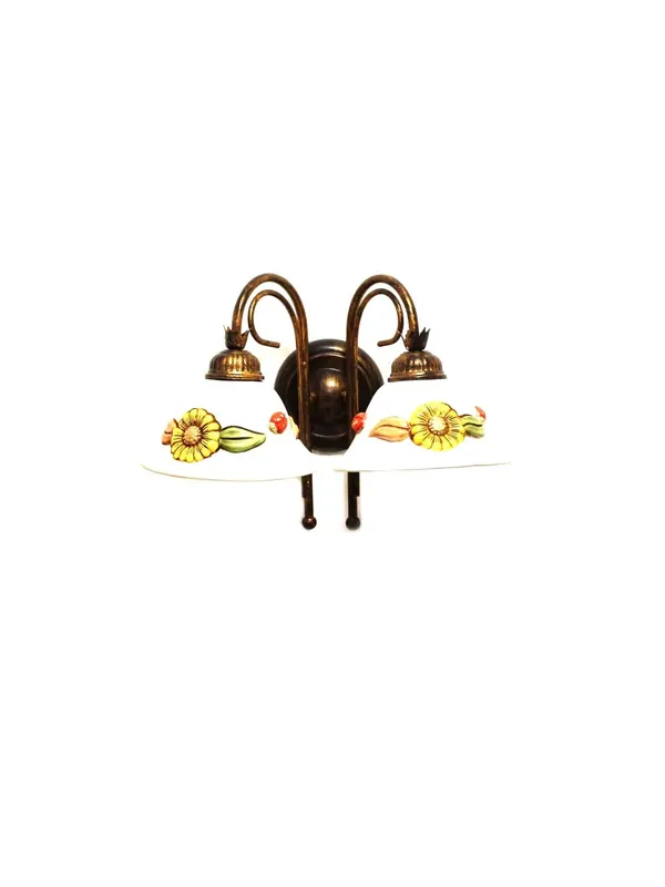 Offerta Applique classico in ferro battuto e ceramica girasole 2 luci coll. Terry