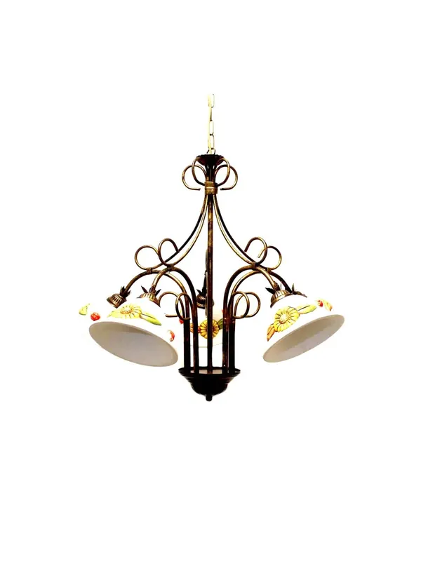 Sconto Lampadario classico in ferro battuto e ceramica girasole 5 luci coll. Terry