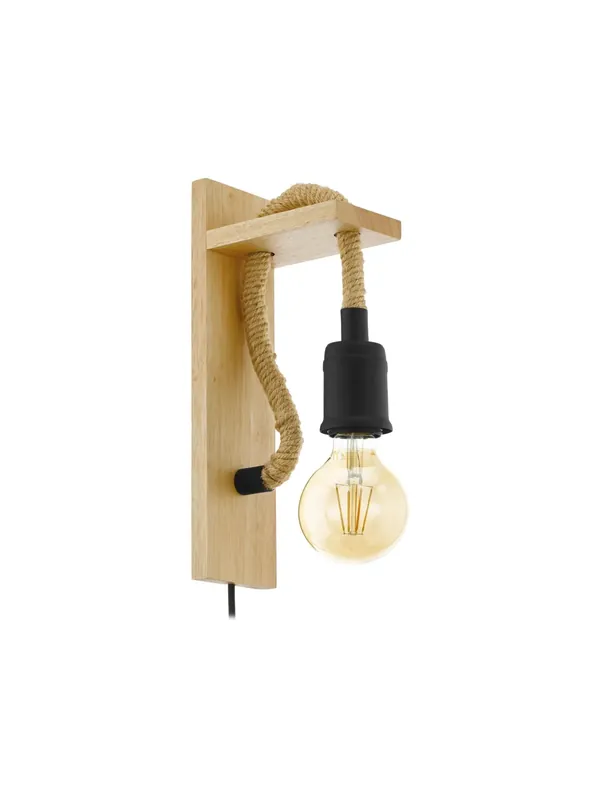 Applique vintage rustico corda e legno 1 luce GL0492 A Buon Prezzo