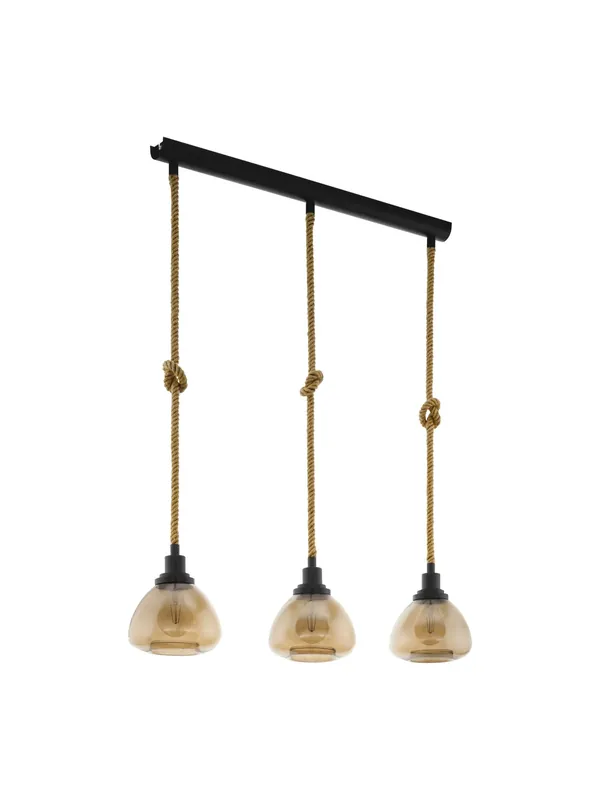 Spedito Oggi Lampadario vintage rustico corda 3 luci GL0495