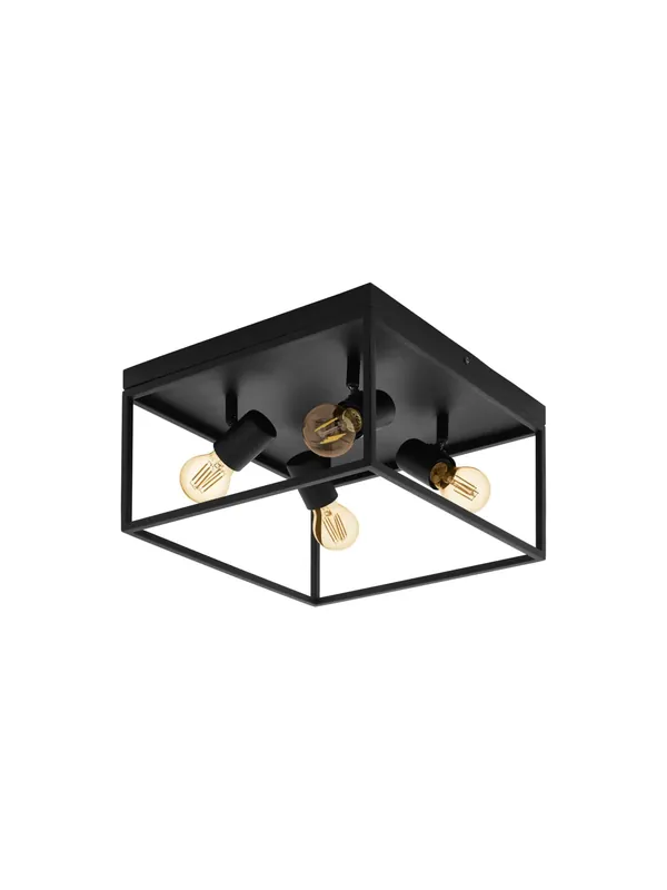 Spedito Oggi Plafoniera moderna vintage minimal nero 4 luci GL0555