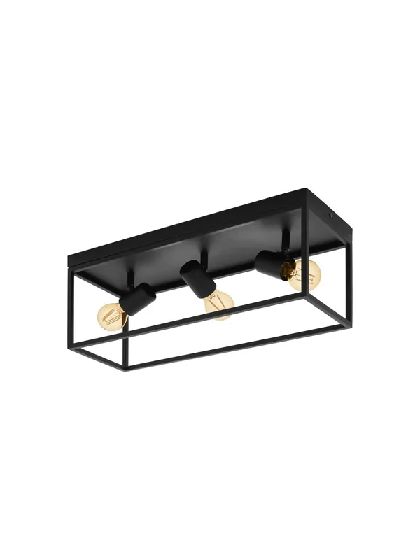 Spedito Oggi Plafoniera moderna vintage minimal nero 3 luci GL0556