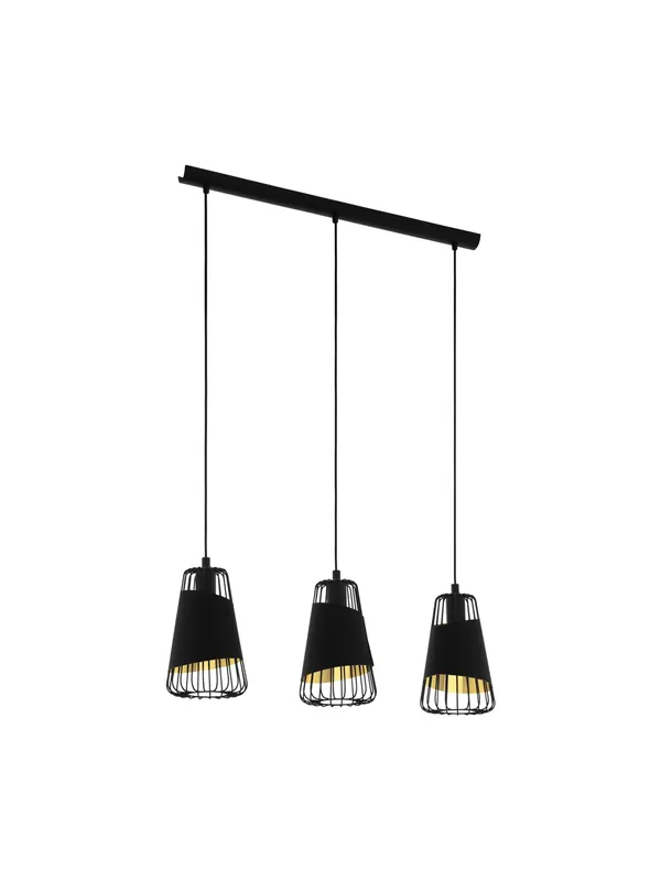 Lampadario moderno design nero e oro 3 luci GL0500 Super Prezzo