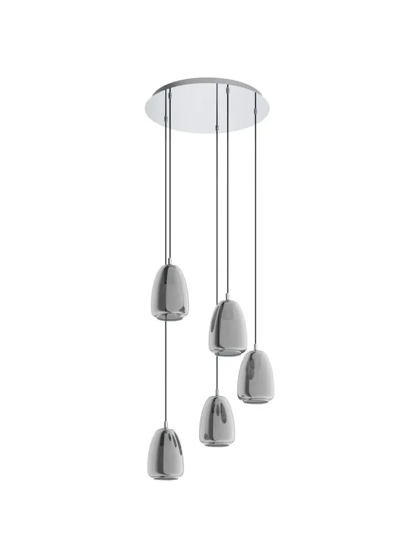 Lampadario moderno design vetro fumè 5 luci GL0596 Consegna Rapida