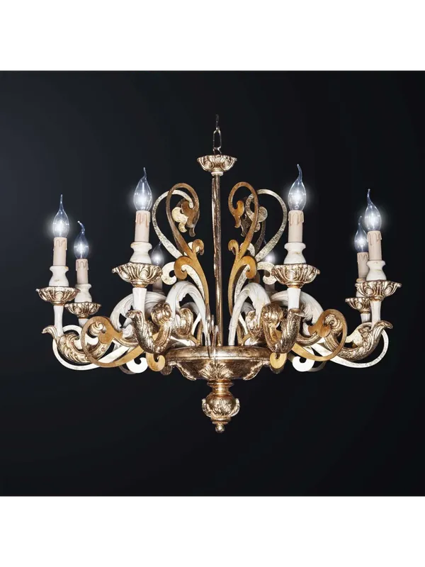 Lampadario classico in legno foglia oro 6 luci BGA 3090-6 Miglior Prezzo