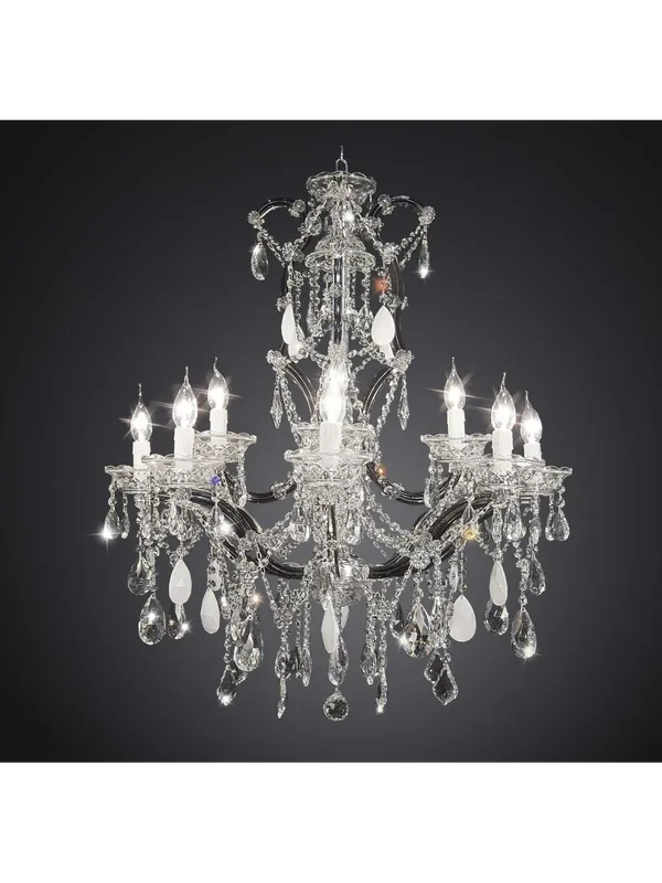 Direttamente Dal Produttore Lampadario classico in cristallo nero design swarovsky 12 luci BGA 1770-8-4
