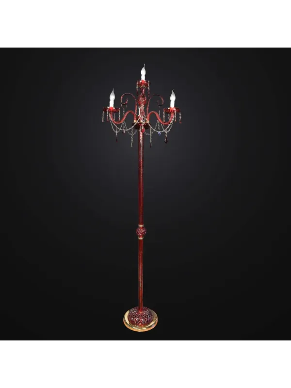 Piantana in cristallo rosso design swarovsky 4 luci BGA 1599-pt4 Subito Disponibile