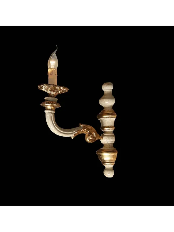 Applique classico in legno avorio - foglia oro 1 luce BGA 1578-ap1 Compra Oggi Stesso