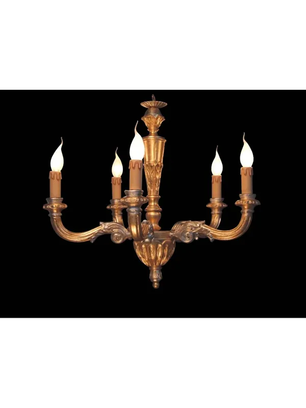 Più Venduto Lampadario classico in legno foglia oro-argento 5 luci BGA 1578-5