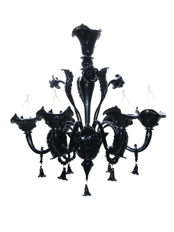Lampadario murano moderno nero a 6 luci BGA 1475-6 Miglior Prezzo