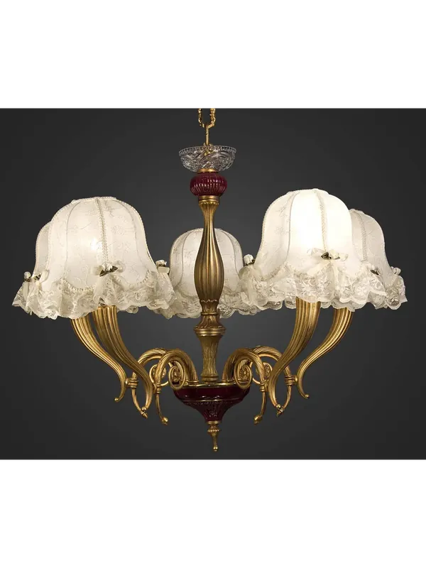 Lampadario classico in ottone oro e ceramica 5 luci BGA 1121-5 Ultima Occasione