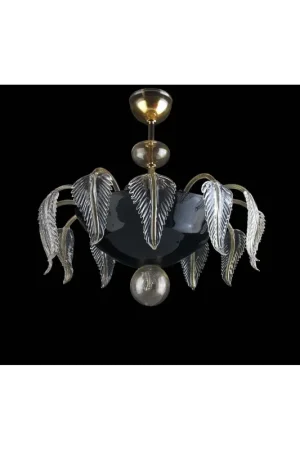 Plafoniera murano di venezia oro e nero 6 luci made in italy 8082 6 A Buon Prezzo