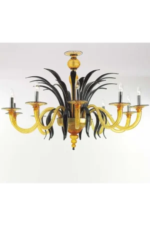 Occasione Lampadario murano di venezia ambra-nero 10 luci made in italy 7886 10