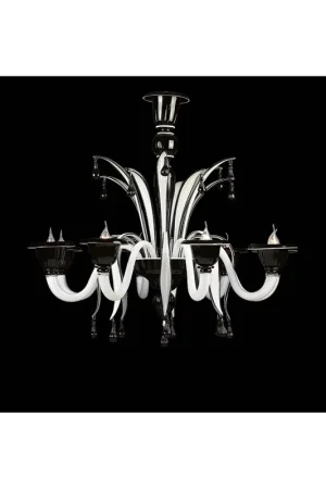 Lampadario murano di venezia nero 8 luci made in italy 7429 8 Nuova Collezione