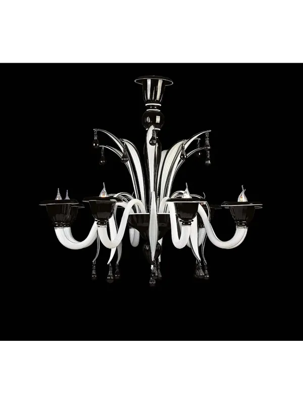 Lampadario murano di venezia nero 8 luci made in italy 7429 8 Nuova Collezione