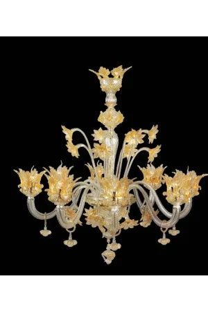 Lampadario murano di venezia oro 24k 8 luci made in italy 7653 8 Compra Adesso