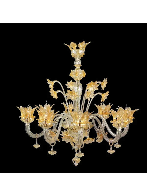 Lampadario murano di venezia oro 24k 8 luci made in italy 7653 8 Compra Adesso