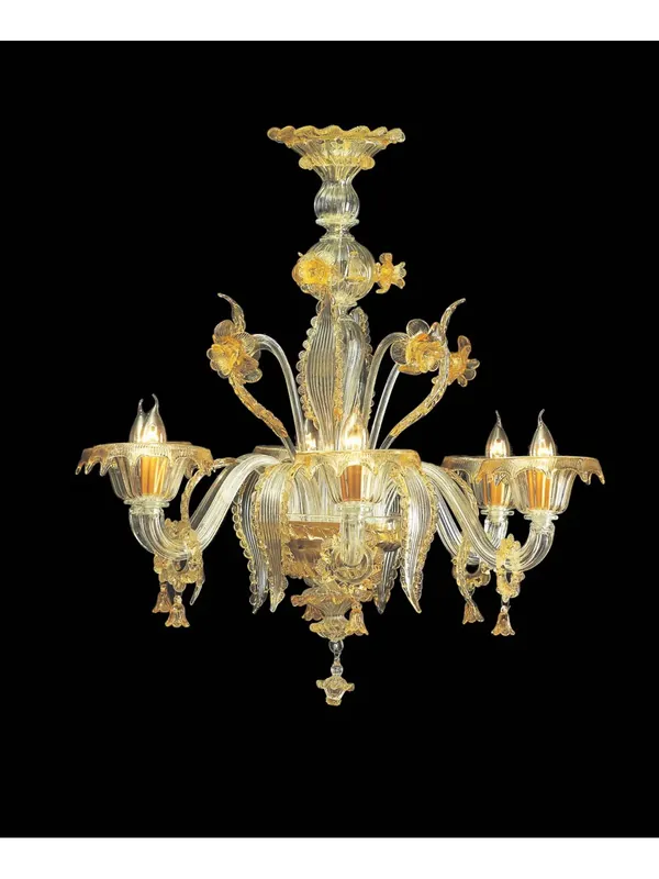 Lampadario murano di venezia ambra 6 luci made in italy 6823 6 Professionale