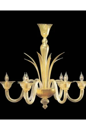 Prezzo Basso Lampadario murano di venezia oro 24k 6 luci made in italy 7376 6