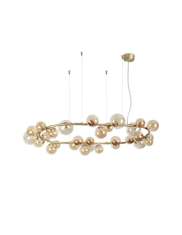 Prezzo Conveniente Ideal Lux Perlage SP30 lampadario sfere vetro design - Ambra