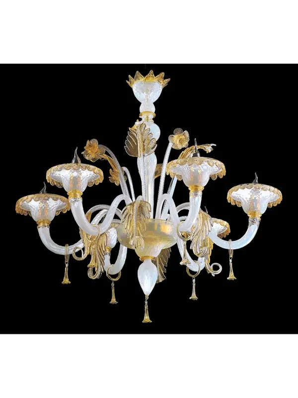 Lampadario murano di venezia oro 24k 6 luci made in italy 7991 6 Promo Stagionale