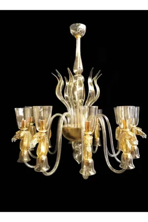 A Buon Prezzo Lampadario murano di venezia oro 24k 10 luci made in italy 8041 10